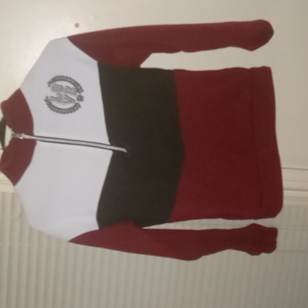 Fashion Nova burgundy,grey,and white sweatsuit